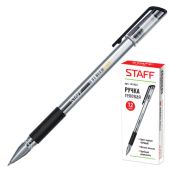 Ручка гелевая Staff 141823 эконом, корпус прозрачный, резиновый держатель, черная