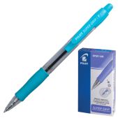 Ручка шариковая масляная автоматическая с грипом Pilot "Super Grip", СИНЯЯ, голубые детали, узел 0.7 мм, линия письма 0.32 мм, BPGP-10R-F