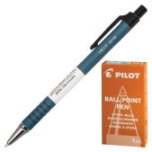 Ручка шариковая Pilot BPRK-10M, автоматическая, корпус синий, прорезиненный, толщина письма 0.25мм, синий