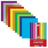 Картон цветной A4 Hatber N138007 мелованный двусторонний, 195x280мм 10л, 10 цветов, Creative Set, 10Кц4_05934