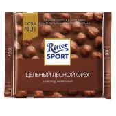 Шоколад Ritter Sport Extra Nut молочный с цельным лесным орехом, 100г, 7006
