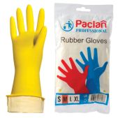 Перчатки резиновые Paclan Professional с х/б напылением, размер M (средний), желтые, шк71640