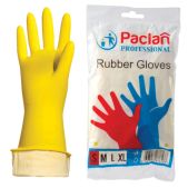 Перчатки резиновые Paclan Professional с х/б напылением, размер S (малый), желтые, шк71633