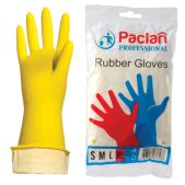 Перчатки резиновые Paclan Professional с х/б напылением, размер XL (оч.больш), желтые, шк76133