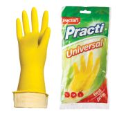 Перчатки резиновые Paclan Universal с х/б напылением, размер L (большой), желтые, шк78892
