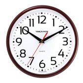 Часы настенные Troyka 91931912 круг, белые, коричневая рамка, 23х23х4см