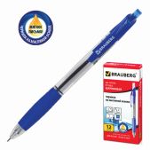 Ручка шариковая Brauberg 142132 Metropolis, масляная, автоматическая, грип, корпус прозрачный, 0.7мм, синяя