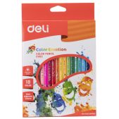 Карандаши цветные Deli EC00210 Color Emotion трехгранные липа 18 цветов
