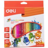 Карандаши цветные Deli EC00220 Color Emotion трехгранные липа 24 цвета