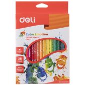 Карандаши цветные Deli EC00230 Color Emotion трехгранные липа 36 цветов