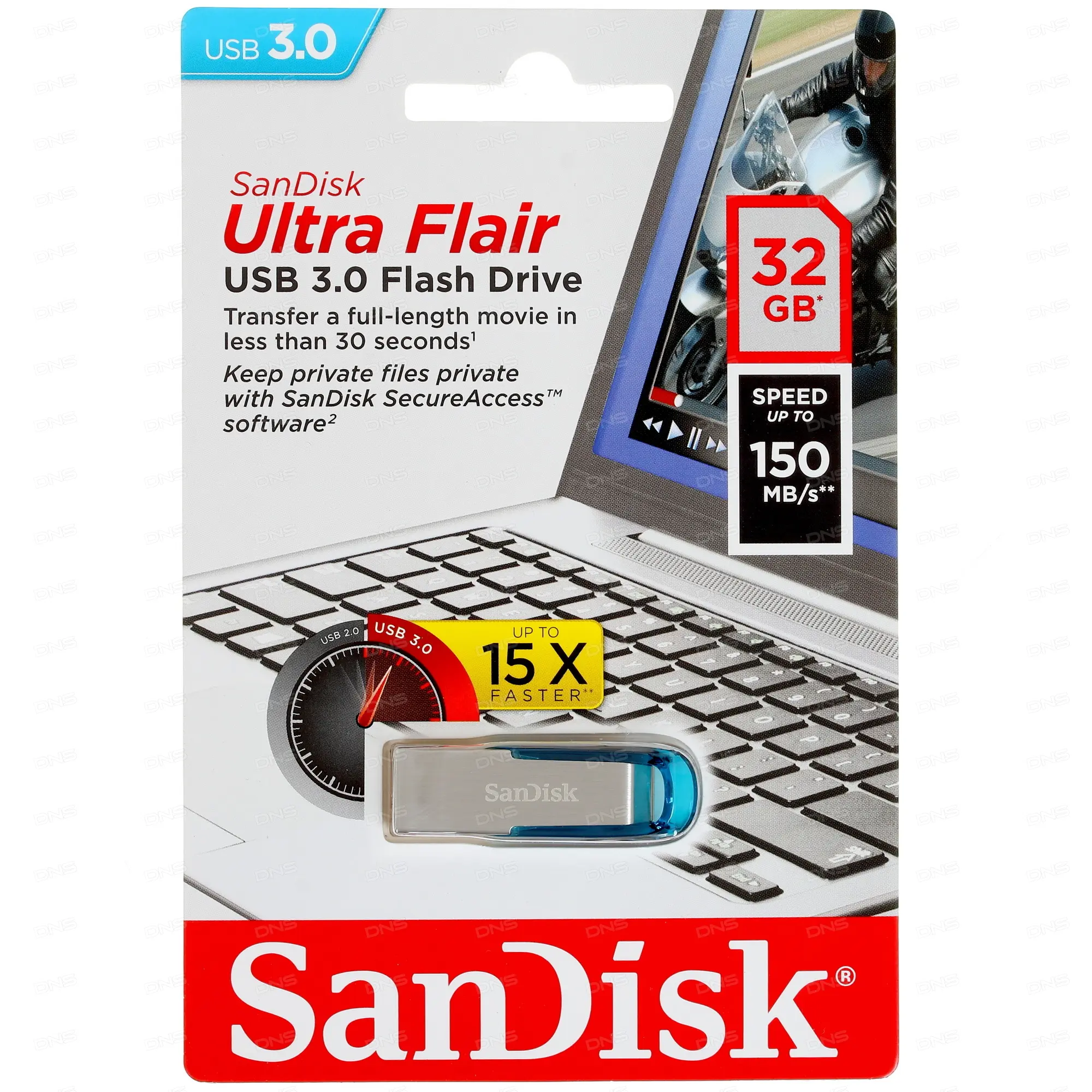 Устройство USB 3.0 Flash Drive 32Gb SanDisk SDCZ73-032G-G46B CZ73 Ultra Flair Tropical Blue