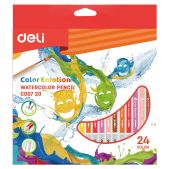 Карандаши цветные акварельные Deli EC00720 Color Emotion липа 24 цвета коробка/европод.
