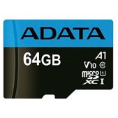 Карта памяти MicroSDXC 64Gb ADATA AUSDX64GUICL10A1-RA1 Premier UHS-I A1 Class 10 100/25 MB/s с адаптером