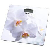 Весы напольные Sakura SA-5065 WF 180кг, LCD, ultraslim стекло Белые орхидеи