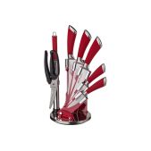 Набор ножей Agness 911-501 8 предметов, 4 ножей, ножницы, топорик, мусат, склад.подставка, красный