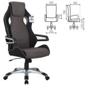 Кресло для геймеров Brabix GM-002 Techno ткань, черное/серое, вставки белые