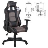 Кресло для геймеров Brabix GT Racer GM-100 компьютерное, две подушки, ткань, экокожа, черное/коричневое