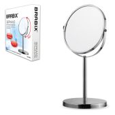 Зеркало косметическое Brabix 602852 настольное круглое, диаметр 17см, двустороннее с увеличением
