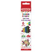 Карандаши цветные Пифагор 181345 Эники-Беники, 6 цветов, классические заточенные