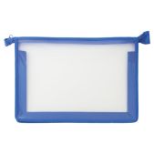 Папка для тетрадей Пифагор 228209 A4 пластик, молния сверху, прозрачная, синяя