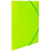 Папка на резинках Brauberg 227460 Neon, неоновая, зеленая, до 300 листов, 0.5мм