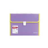 Портфель пластиковый Brauberg 227977 Joy, A4 (330х245х35 мм), 13 отделений, с окантовкой, индексные ярлыки, фиолетовый