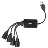 Разветвитель USB 2.0 Buro BU-HUB4-0.3-U2.0-Splitter 4 порта черный