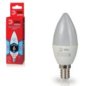 Лампочка светодиодная Эра B35-6w-840-E14 6 (40) Вт, цоколь E14, свеча, холодный белый свет 25000ч, LED smdB35-6w-840-E14ECO
