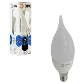 Лампочка светодиодная Эра BXS-7w-840-E14 7 (60) Вт, цоколь E14, свеча на ветру, холодный белый свет 30000ч, LED smdBXS-7w-840-E14