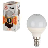 Лампочка светодиодная Эра P45-5w-827-E14 5 (40) Вт, цоколь E14, шар, теплый белый свет 30000ч, LED smdP45-5w-827-E14