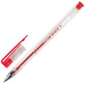 Ручка гелевая Staff GP109 эконом, красная, корпус прозрачный, хромированные детали, узел 0.5мм, линия письма 0.35мм