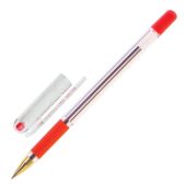 Ручка шариковая Munhwa BMC-03 MC Gold масляная, корпус прозрачный, узел 0.5мм, линия 0.3мм, красная