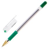 Ручка шариковая Munhwa BMC-04 MC Gold масляная, корпус прозрачный, узел 0.5мм, линия 0.3мм, зеленая