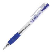 Ручка шариковая Staff BPR116 автоматическая с грипом, синяя, корпус прозрачный, 0.7 смягчит давление корпуса на пальцымм, линия 0.35мм