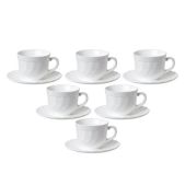 Набор чайный Luminarc E8845 Trianon на 6 персон, 6 чашек объемом 220мл и 6 блюдец, белое стекло