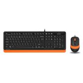 Комплект (клавиатура + мышь) USB A4-Tech Fstyler F1010 черный/оранжевый