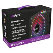 Блок питания ATX 650W Hiper HPB-650RGB ActivePFC, RGB 140mm fan, Black Box