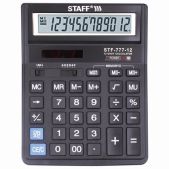 Калькулятор настольный 12 разрядов Staff STF-777 двойное питание, 210x165мм, черный
