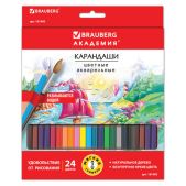Карандаши цветные акварельные Brauberg 181400 Академия, 24 цвета, шестигранные, высокое качество