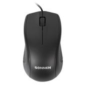 Мышь Sonnen М-201, USB, 1000 dpi, 2 кнопки + колесо-кнопка, оптическая, черная