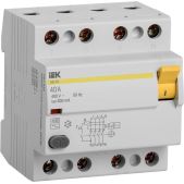 Выключатель дифференциального тока IEK ВД1-63 MDV10-4-040-300 40A 300мА AC 4П 400В 4мод белый