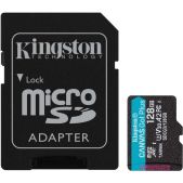 Карта памяти MicroSDXC 128Gb Kingston SDCG3/128GB Class 10 UHS-I U3 Canvas Go Plus (SD адаптер)