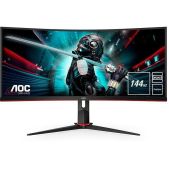 Монитор 34 AOC CU34G2X Black-Red (VA, изогнутый, 3440x1440, 144Hz, 1 ms, 178/178, 300 кд/м2 80M:1, +2xHDMI 2.0, +DisplayPort 1.2, +4xUSB 3.0, +регулировка по высоте, AMD FreeSync )