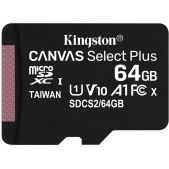 Карта памяти MicroSDXC 64Gb Kingston SDCS2/64GBSP Class 10 UHS-I U1 Canvas Select Plus 100MB/s
