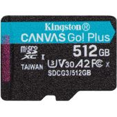 Карта памяти MicroSDXC 512Gb Kingston SDCG3/512GBSP Class 10 UHS-I U3 V30 Canvas Go Plus 170MB/s