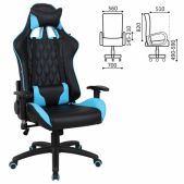 Кресло для геймеров Brabix GT Master GM-110 531928, две подушки, экокожа, черное/голубое