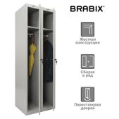 Шкаф металлический для одежды Brabix LK 21-60 291126 S230BR402502, усиленный, 2 секции, 1830х600х500мм, 32кг, 291126 S230BR402502
