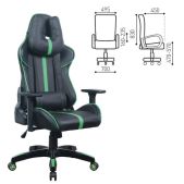 Кресло для геймеров Brabix GT Carbon GM-120 531929, две подушки, экокожа, черное/зеленое