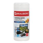 Салфетки Brauberg 513321 для экранов всех типов и пластика с ароматом Абрикос, туба 100 шт, влажные