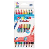 Карандаши цветные Carioca 42991 Bi-Color, двусторонние 12шт, 24 цвета, трехранные, заточенные
